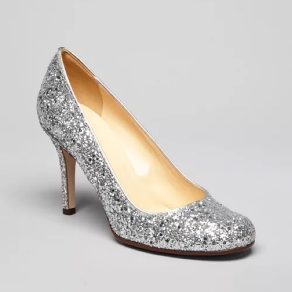 Kate Spade Karolina Silver Glitter Heels